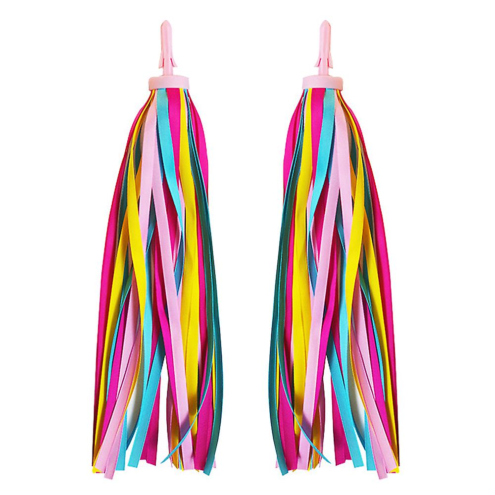 2 Pcs Kid's Rainbow Bike Streamers For Children's Tassel Scooters Ribbons