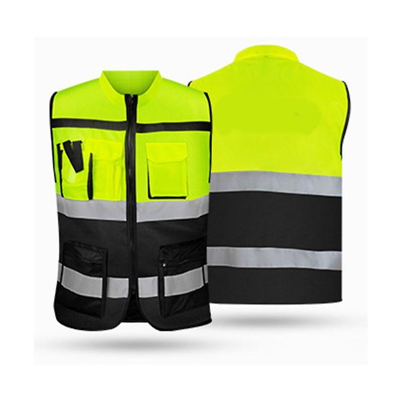 Multi-pockets High Visibility Zipper Front Safety Vest With Reflective Strips