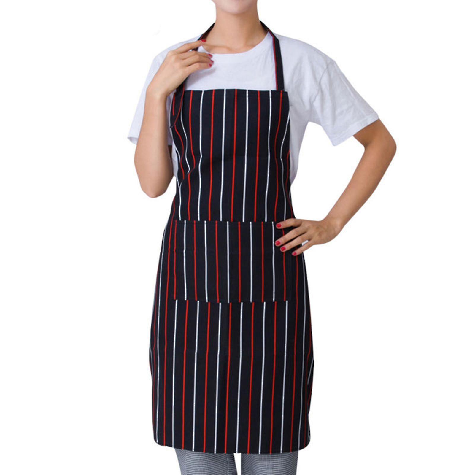 Șorț dungat cu buzunar Unisex Plaid șorț lung de gatire pentru catering