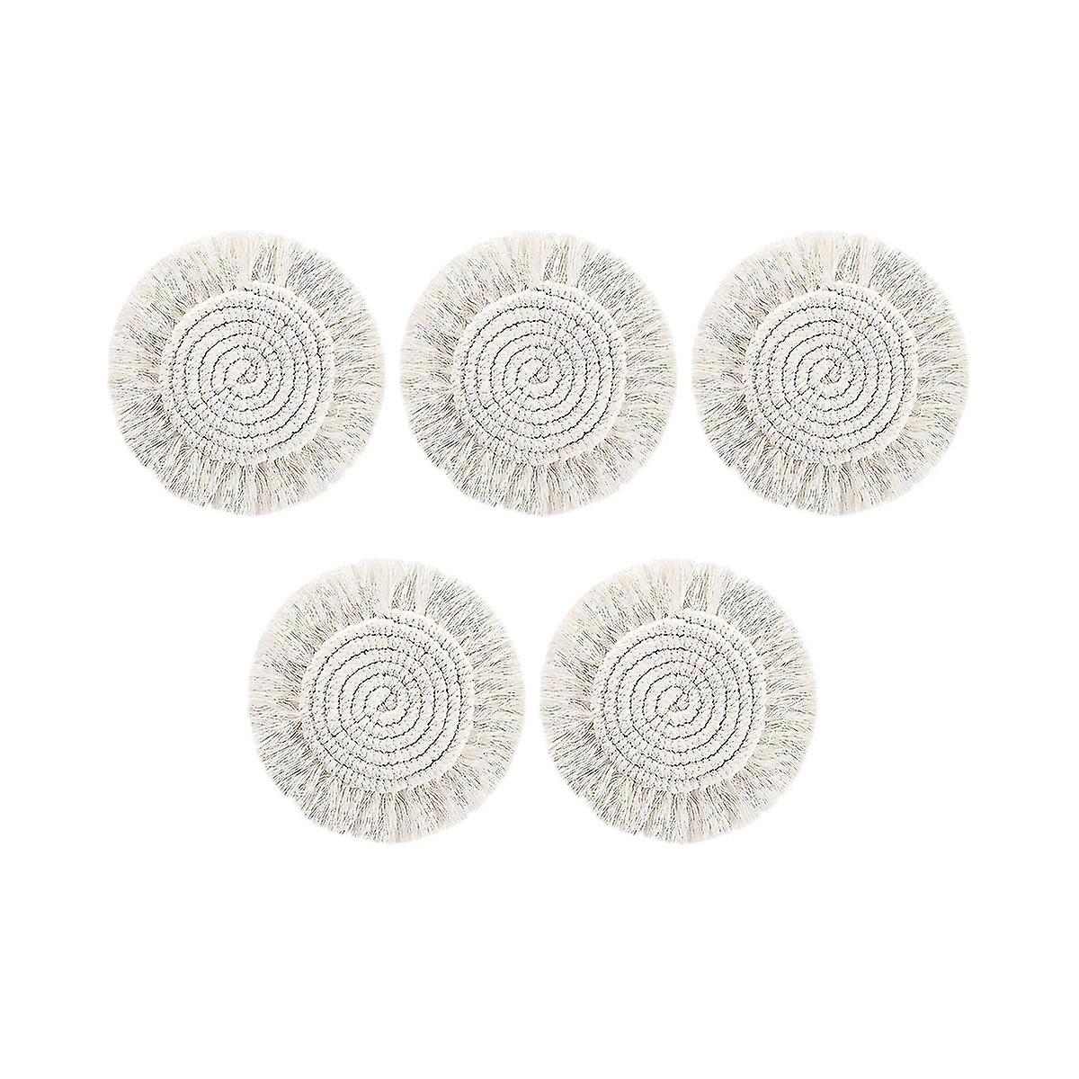 Coasters For Drinks Absorbent, Macrame Handmade Cotton Coasters For , Boho Coaster Set With Tassels