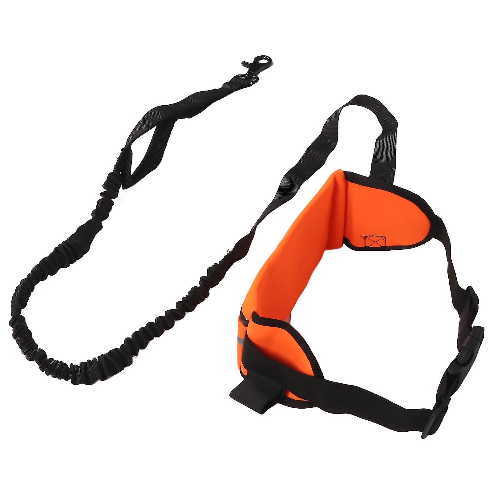Hands Free Dog Leash Shock Absorption Reflective Dog Running Leash with Zippered Bag for Walking Jogging Running Orange 
