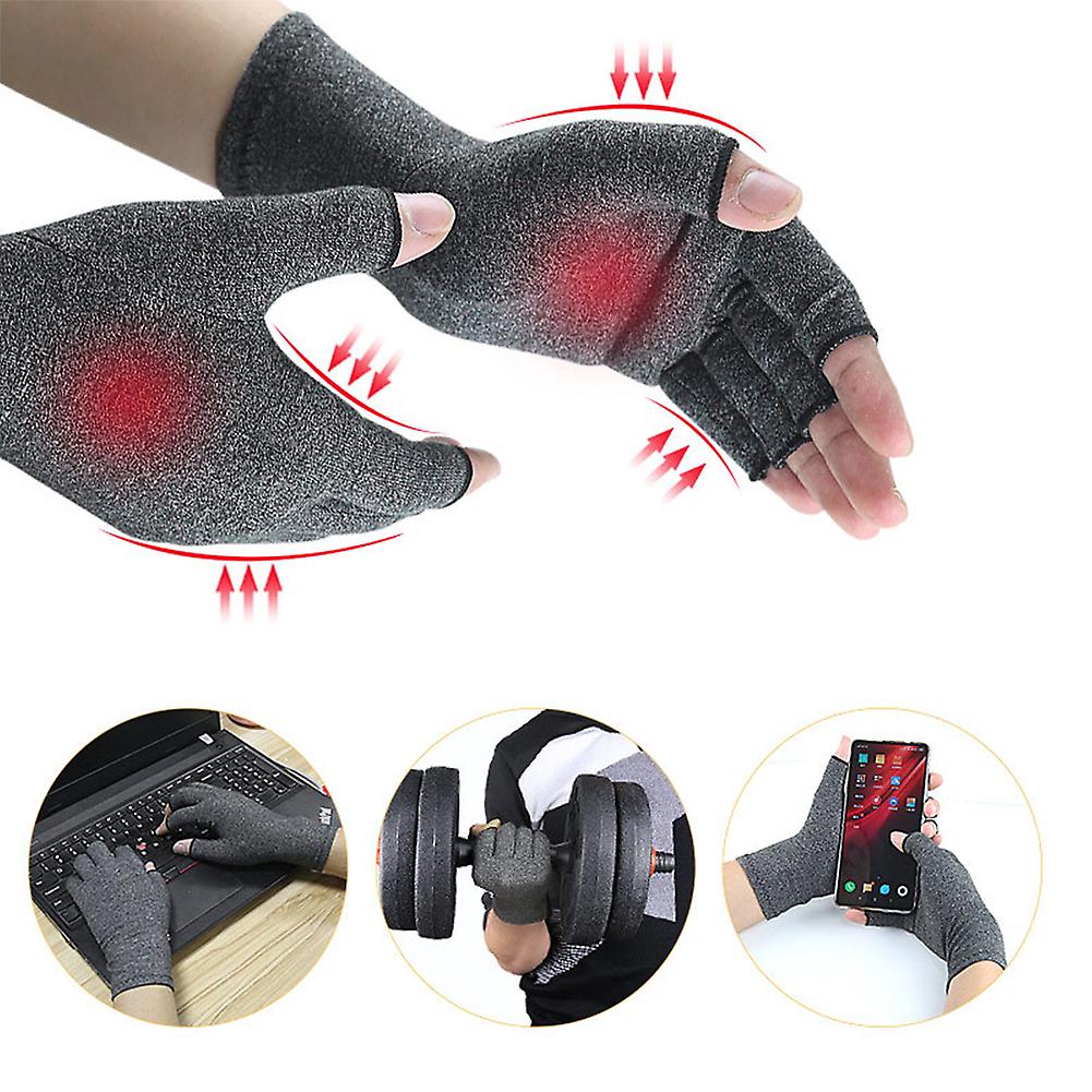 1 Pair Compression Arthritis Gloves Premium Arthritic Joint Pain Relief Hand Gloves Therapy Open Fingers Compression Mittens