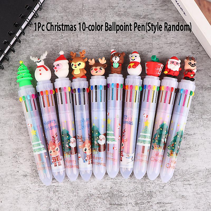 1pc Christmas Ballpoint Pen Student Press-type Color Pen School Stationery