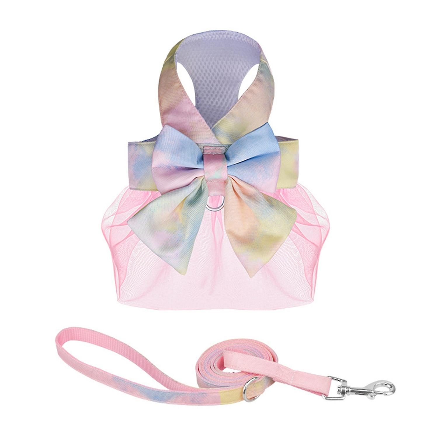 ZHOUBA Pet Leash Bow Tie Gradient Surface Dress-Up Good Toughness Dog Harness Leash Puppy Supplies B