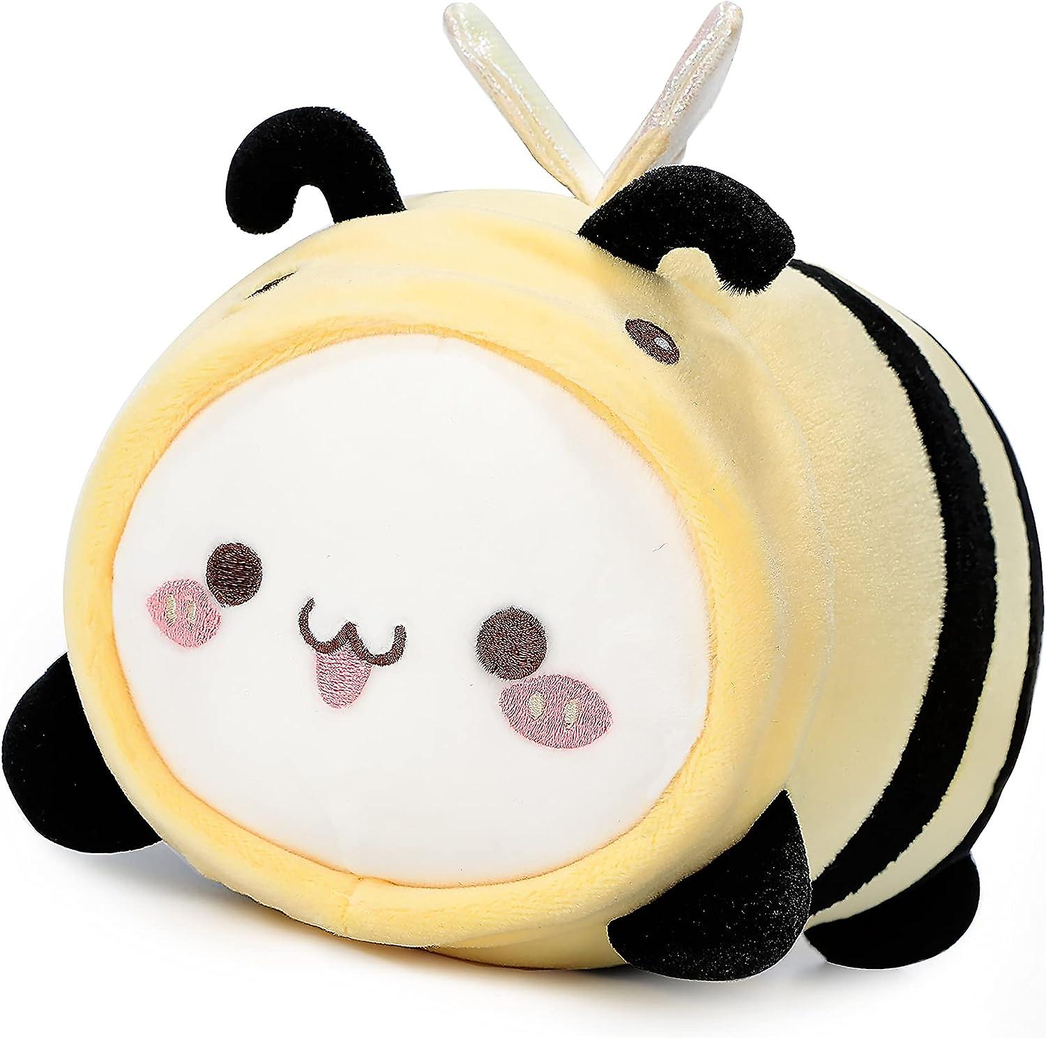 Cute Cat Bee Plush Pillow 15.7 Kitten Honeybee Stuffed Animal, Soft Kawaii Cat Plushie with Bee Outfit Costume, Hugging Plush