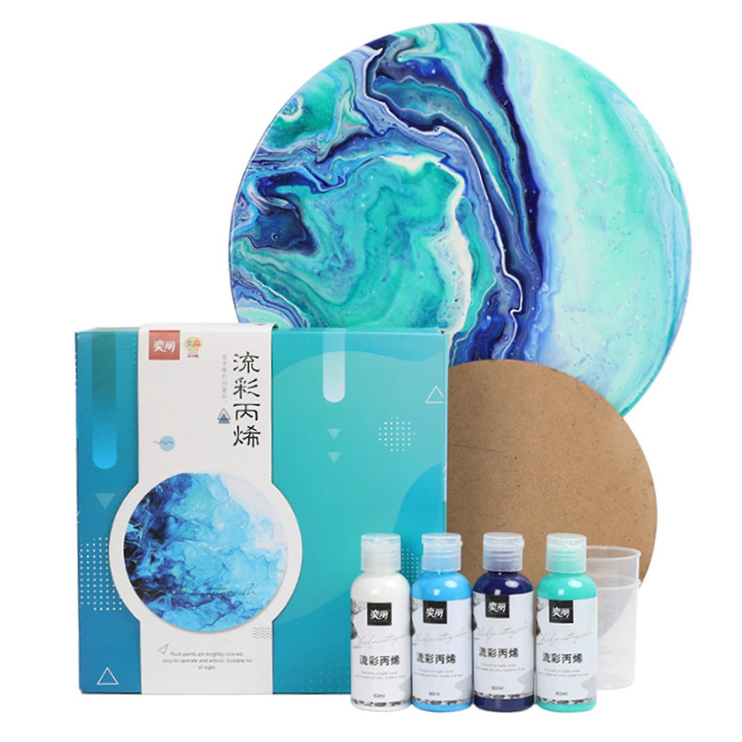Acrylic Pouring Paint Set of 4 Bottles (2oz/60ml) Bottles High Flow Liquid Acrylic Paint for Canvas