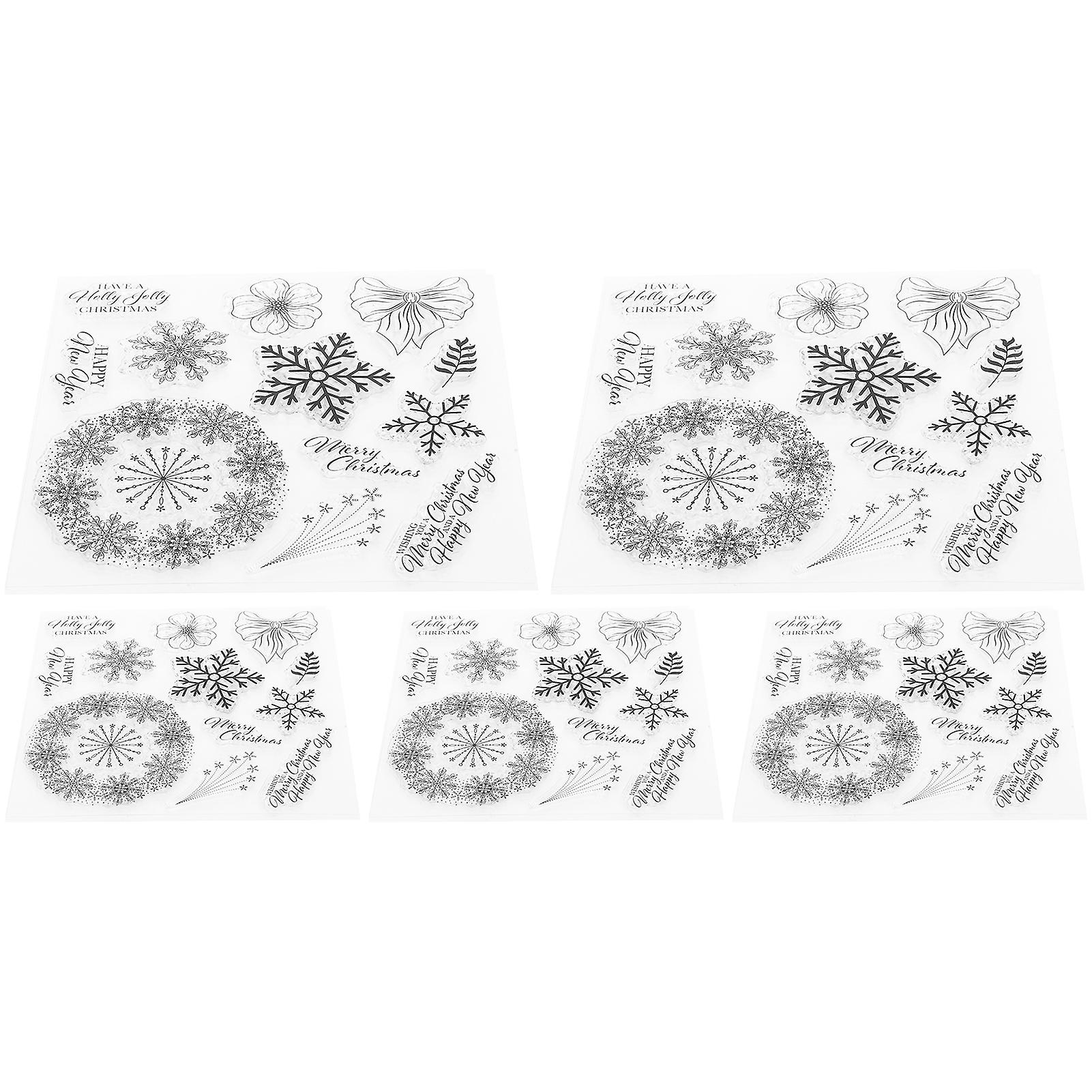 GPB 5Pcs Christmas Silicone Clear Stamp Snowflake Shape DIY HandMade Decoration Accessories