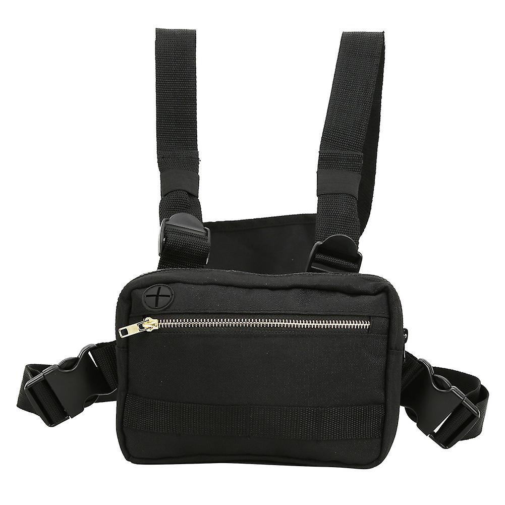Multi Function Adjustable Black Nylon Chest Rig Bag 21x14.5x4.5cm