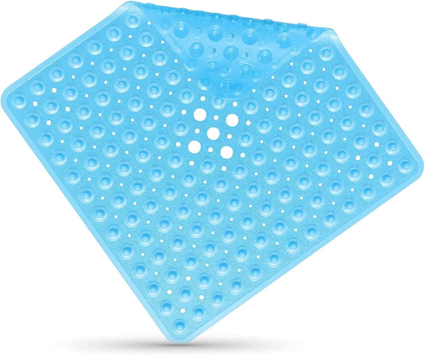 Anti-Slip Bath Mat, BPA Free Bath Mat, Bottom with Suction Cup, Foot Massage Function, Mildew Proof Washable Shower Mat, Blue