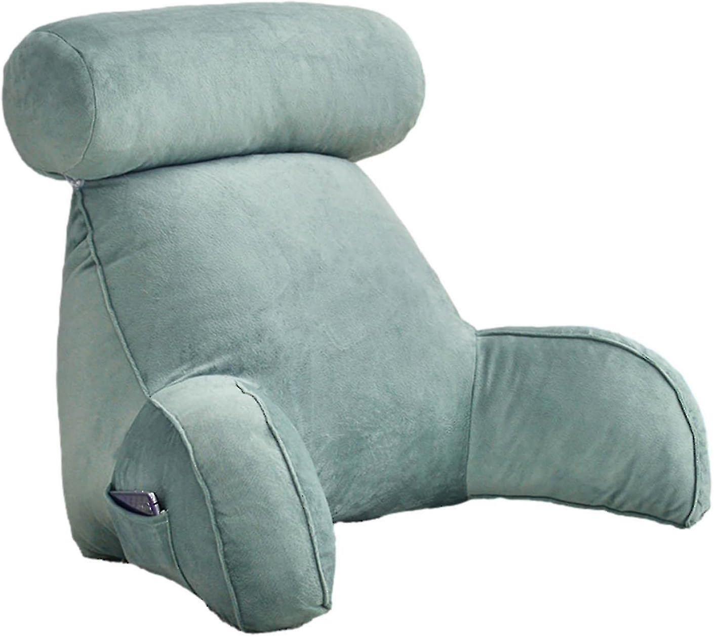 Yky-reading Pillow, Backrest Pillow,back Rest Pillow For Sitting In Bed,large Adult Backrest With Arms,side Pockets, Detachable Neck Roll For Reading/
