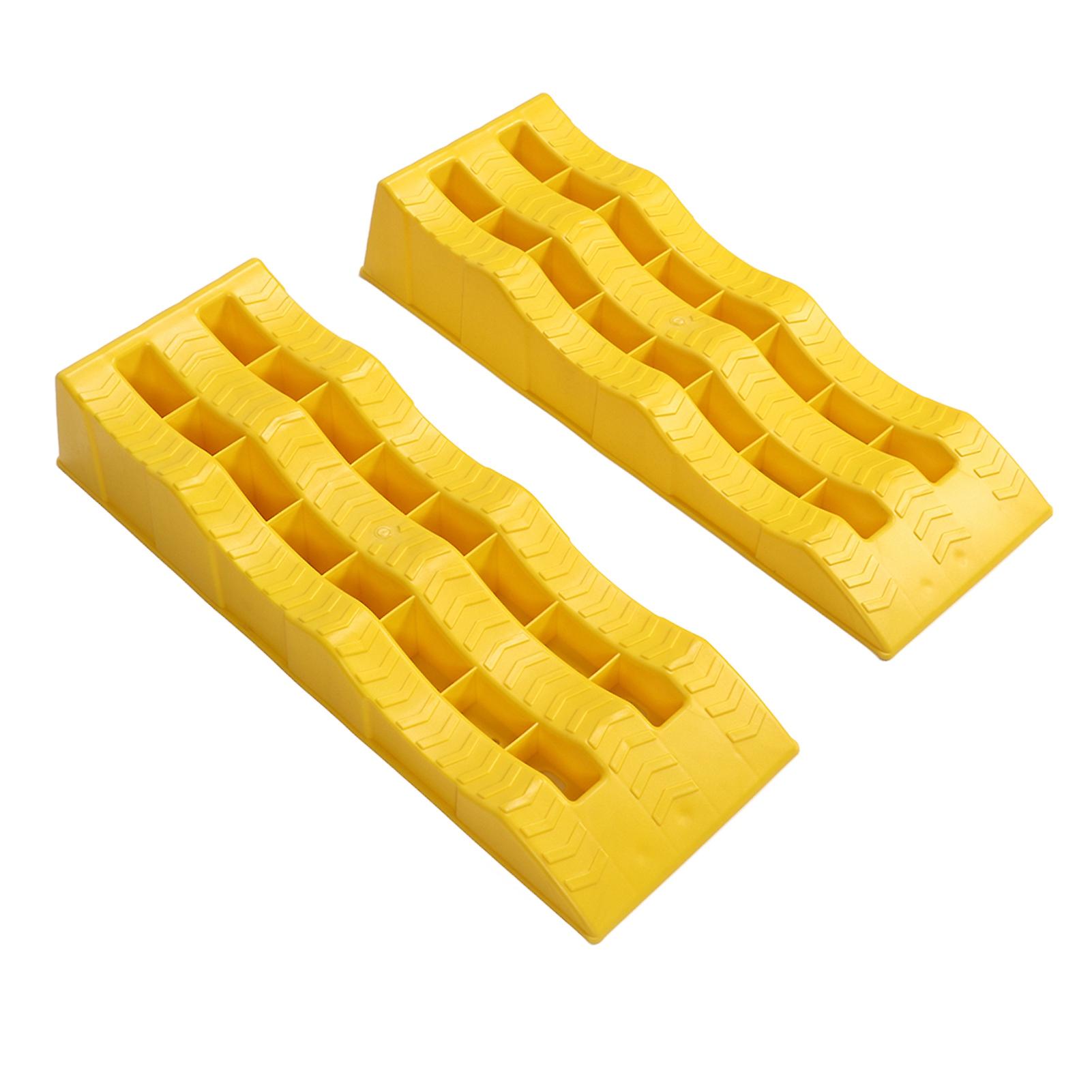 1 Pair RV Leveling Ramps 3 Stage Yellow Trailer Camper Wheel Chocks for Stabilizing Uneven Ground and Parking 