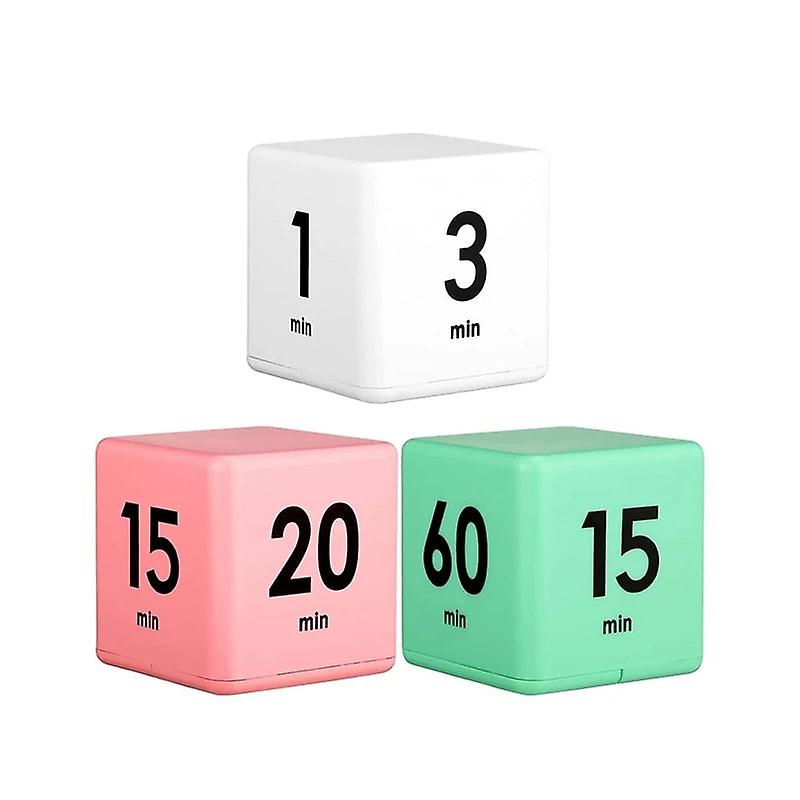 3Pcs Cubic Timers Gravity Sensor Flip Workout Study Game Meditation Timer 1-3-5-10minutes And 15-20-30-60minutes