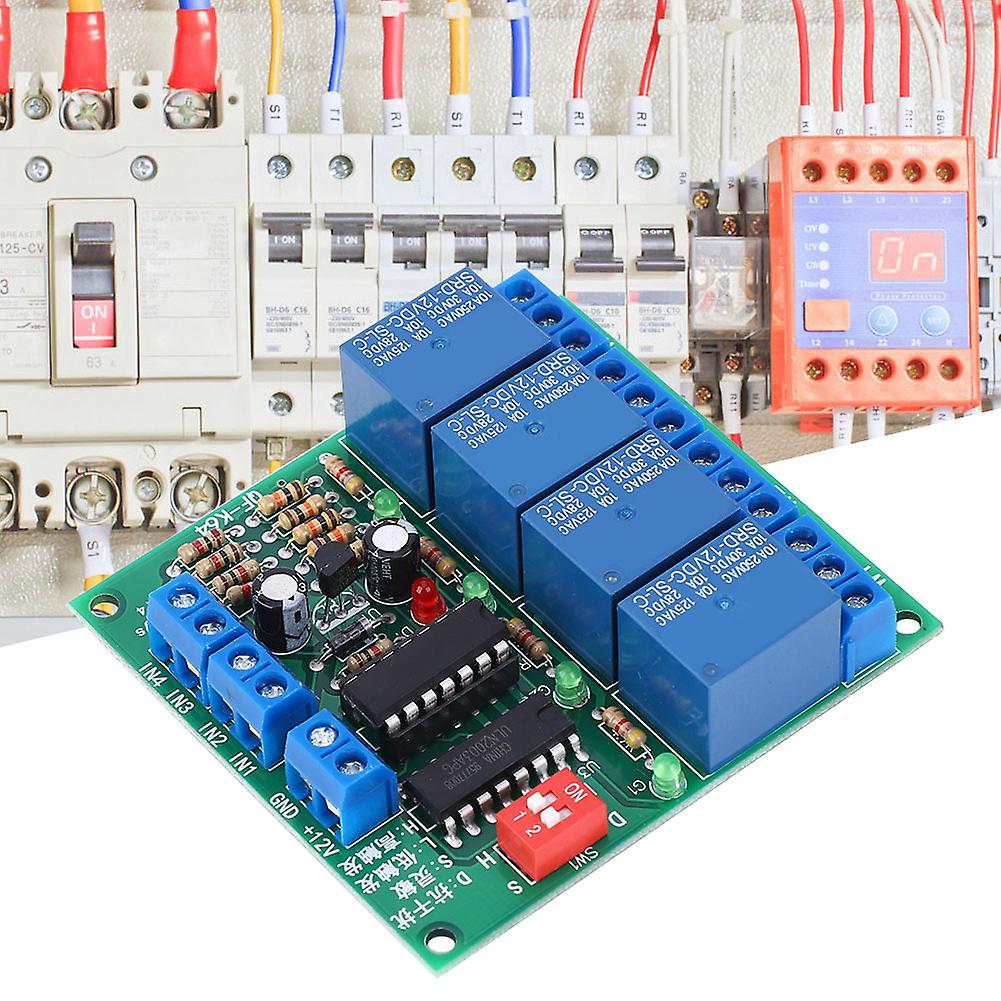 K64 A-12V 4 Channel Relay Module Adjustable Sensitivity High and Low Level Trigger Self-Locking Switch