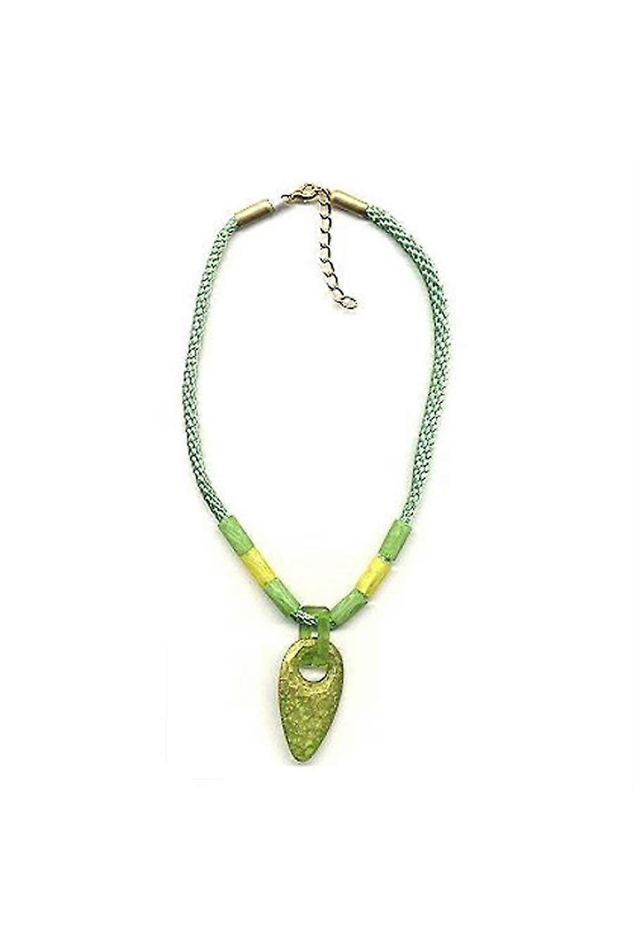 Necklace Hand Axe Green Yellow 45cm - Gl06464