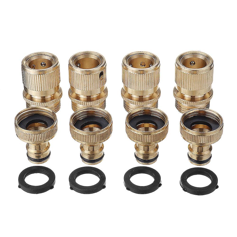 3/4" Bsp Solid Brass Male & Female Garden Hose Quick Connectors With Washers