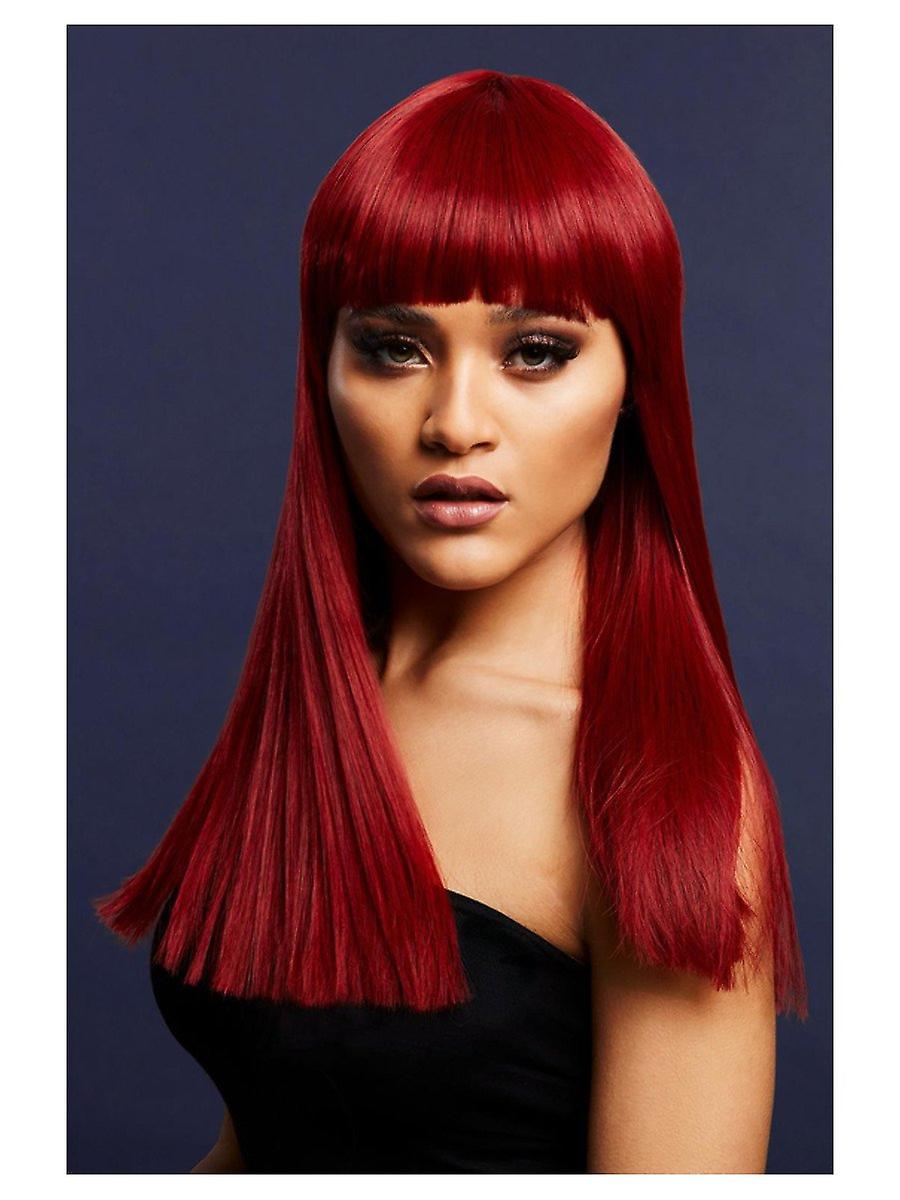 Red Long Blunt Cut Wig