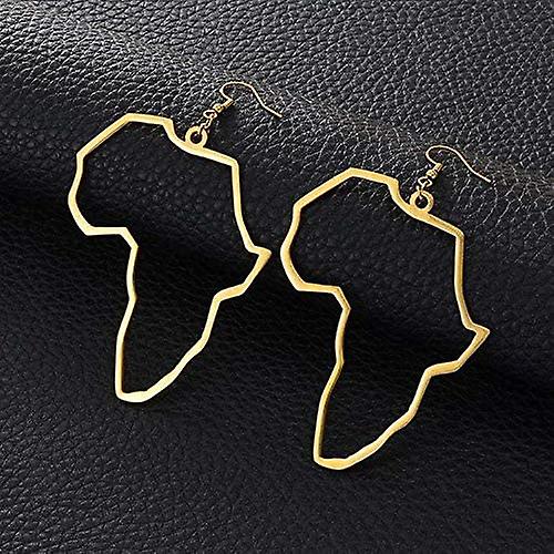 thumbnail image 3 of Pendientes colgantes con diseño minimalista de mapa de África dorado de moda para niñas y mujeres, 3 of 5