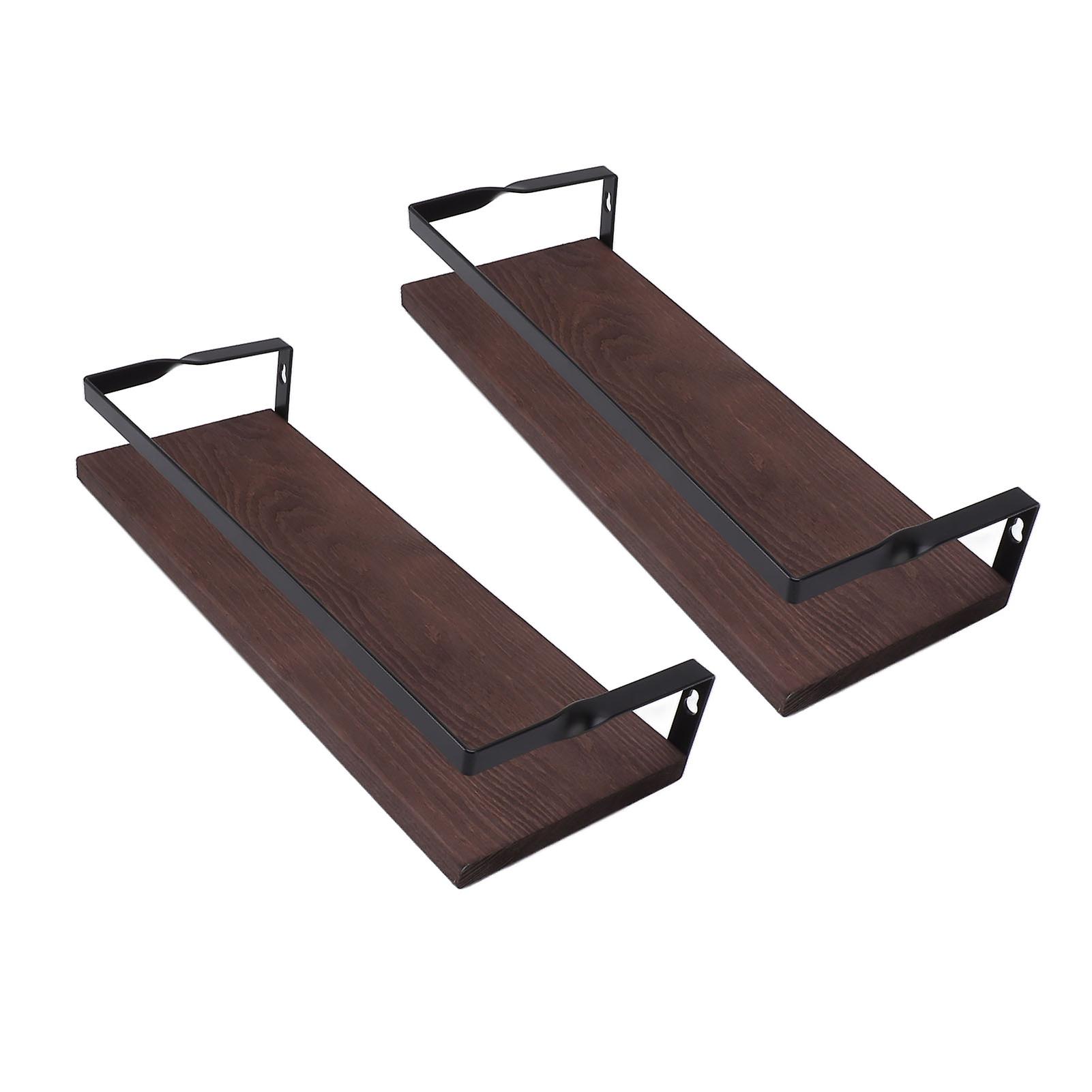 2 Pcs Floating Shelf Wall Mounted Storage Rack Simple Style Floating Storage Shelves for Home storage(Dark Brown)