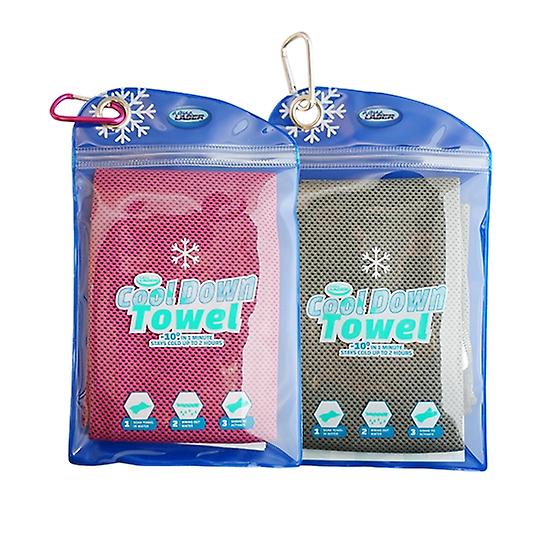 Cool Down Towel - In Bag - Grey + Pink