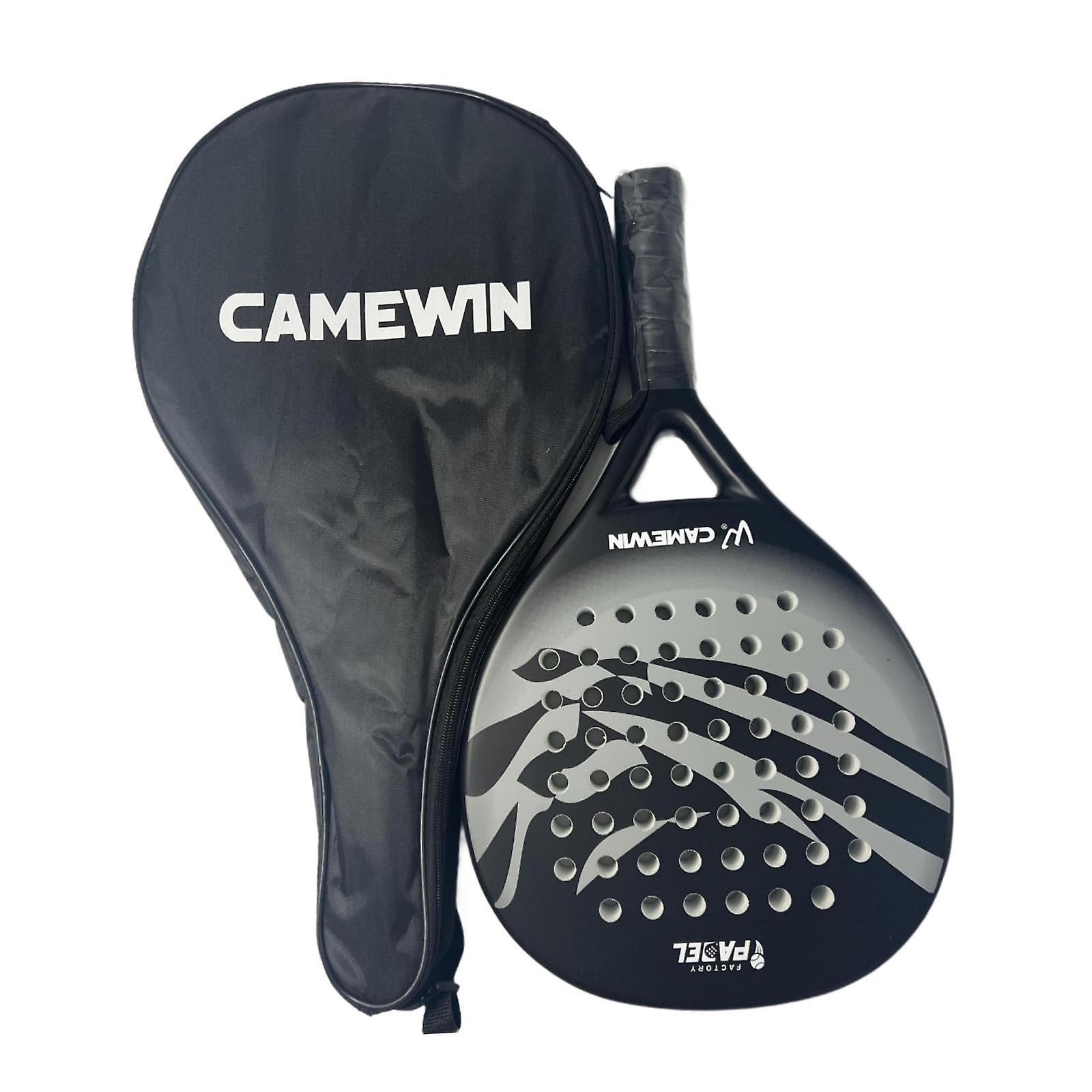 مضرب مجداف تنس الشاطئ سهل الاستخدام مع حقيبة تخزين للفناء الخلفي في الهواء الطلق أسود أبيض