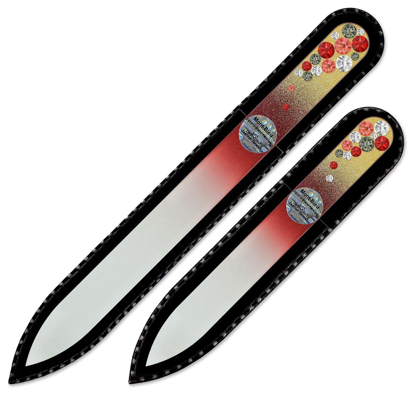 Set of 2 Czech Color Glass Nail Files with crystals BC-MS - Red