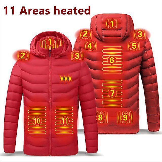 2022 New Men Heated Jackets Outdoor Coat Usb Electric Battery Long Sleeves Heating Hooded Jackets Warm Winter Thermal Clothing