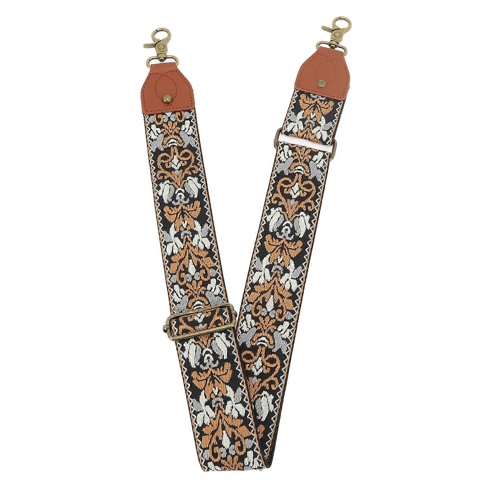 Vintage Embroidered Camera Strap Thickened Polyester Webbing Adjustable Woven Camera Strap For Digital SLR Camera Orange Blue 