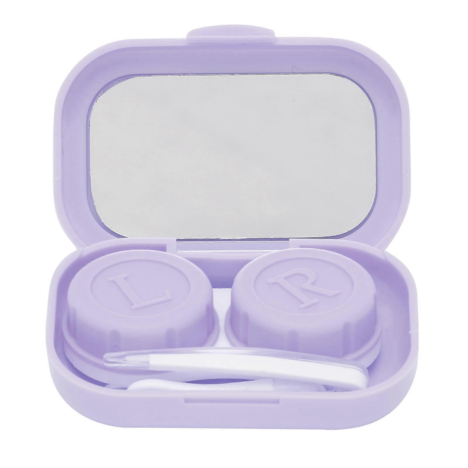 Contact Lens Case, Cute and Portable Contact Lens Storage Box Soaking Kit, Purple