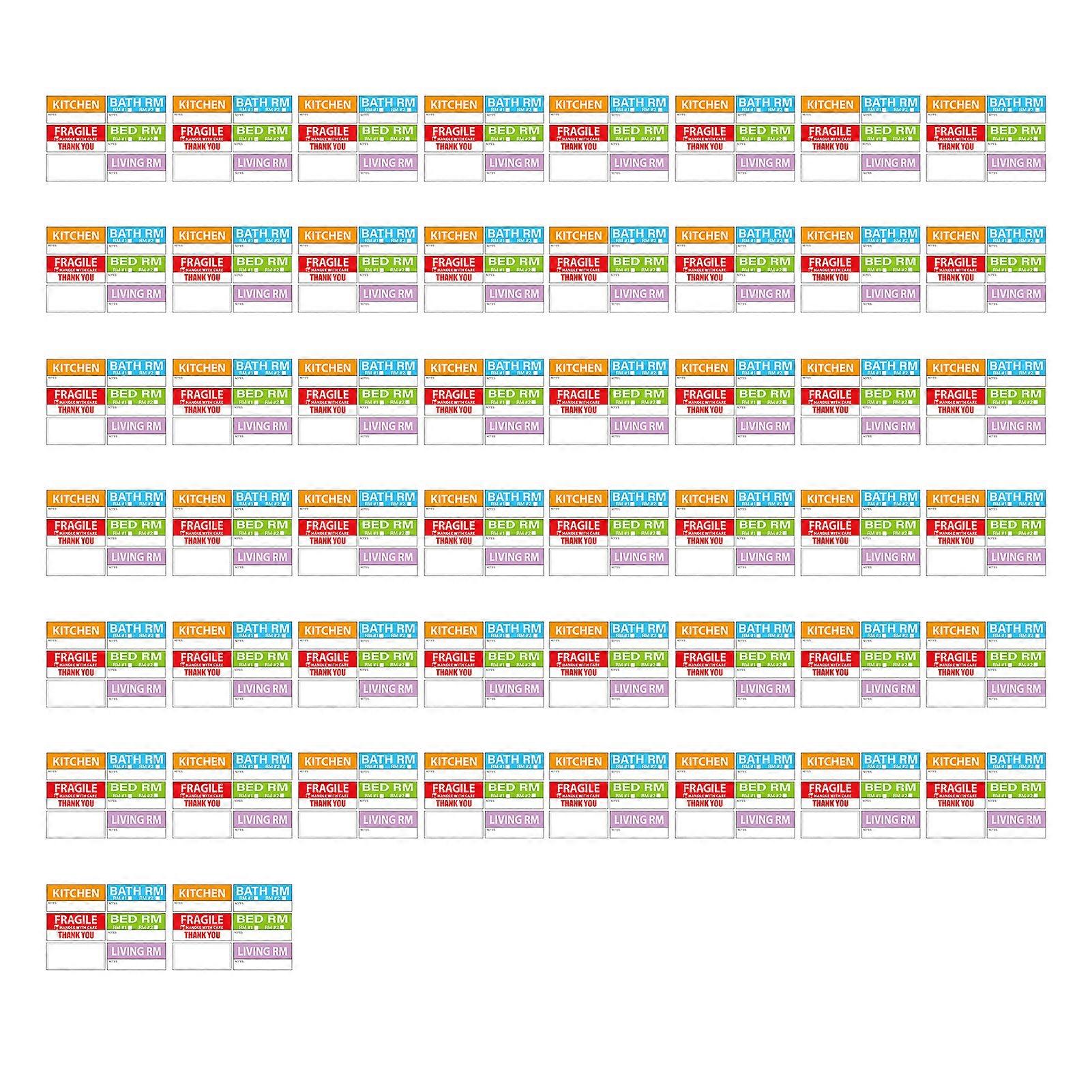 50 Sheets Removable Waterproof Home Moving Box Packing Labels Color-Coded Fragile Heavy Blanks Stickers