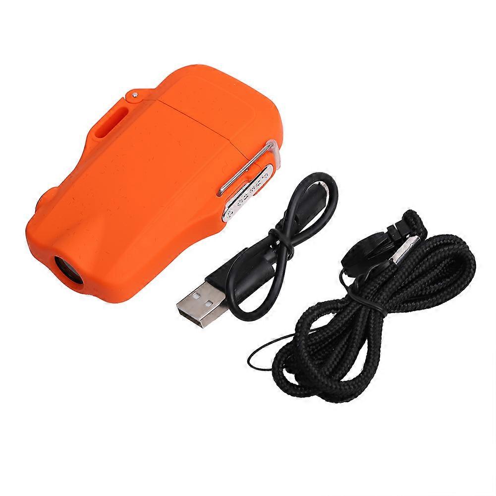 2 in 1 USB Rechargeable Waterproof Electric Dual Arc Cigarette Lighter Torch (Orange)