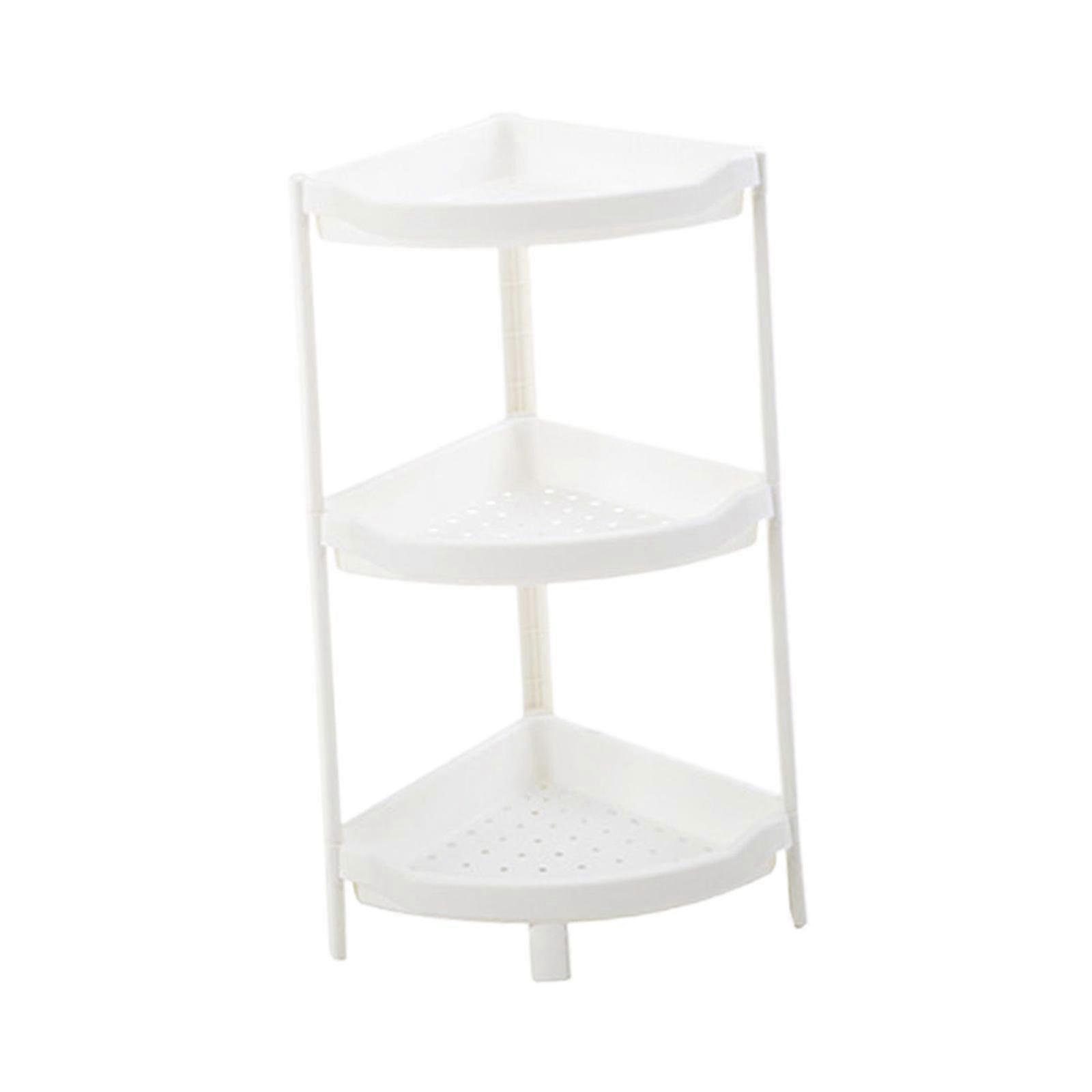 Corner Shelf Display Rack Multipurpose Floor Shelf for Bathroom Home Kitchen 3 layer White