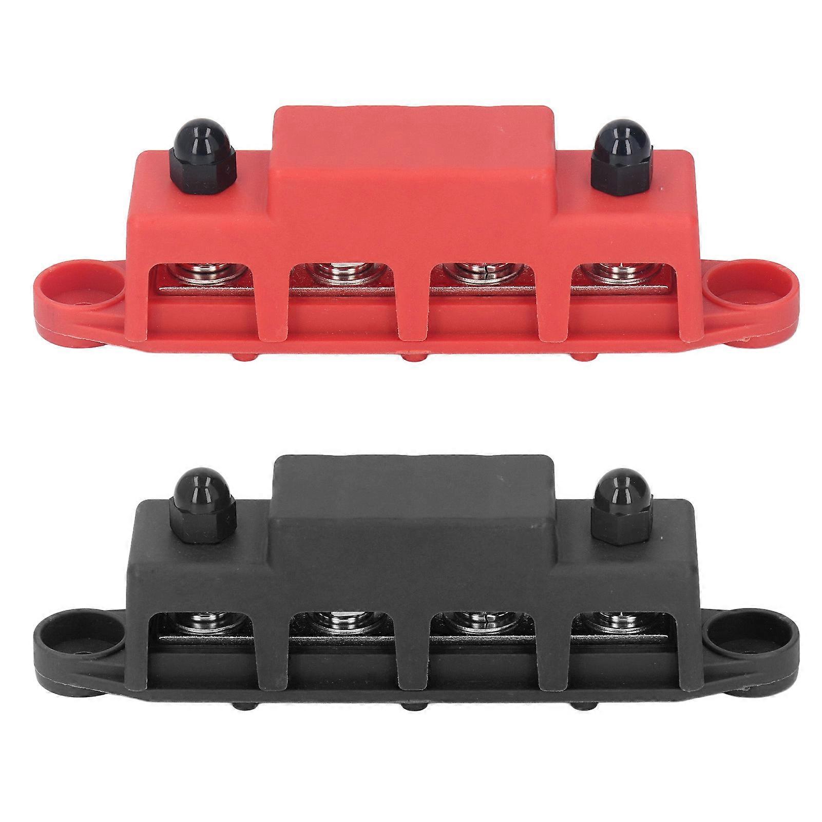 Lot de 2 blocs de distribution d'alimentation à vis M8, barre omnibus à 4 bornes, DC 48 V 250 A, pour automobile et bateau