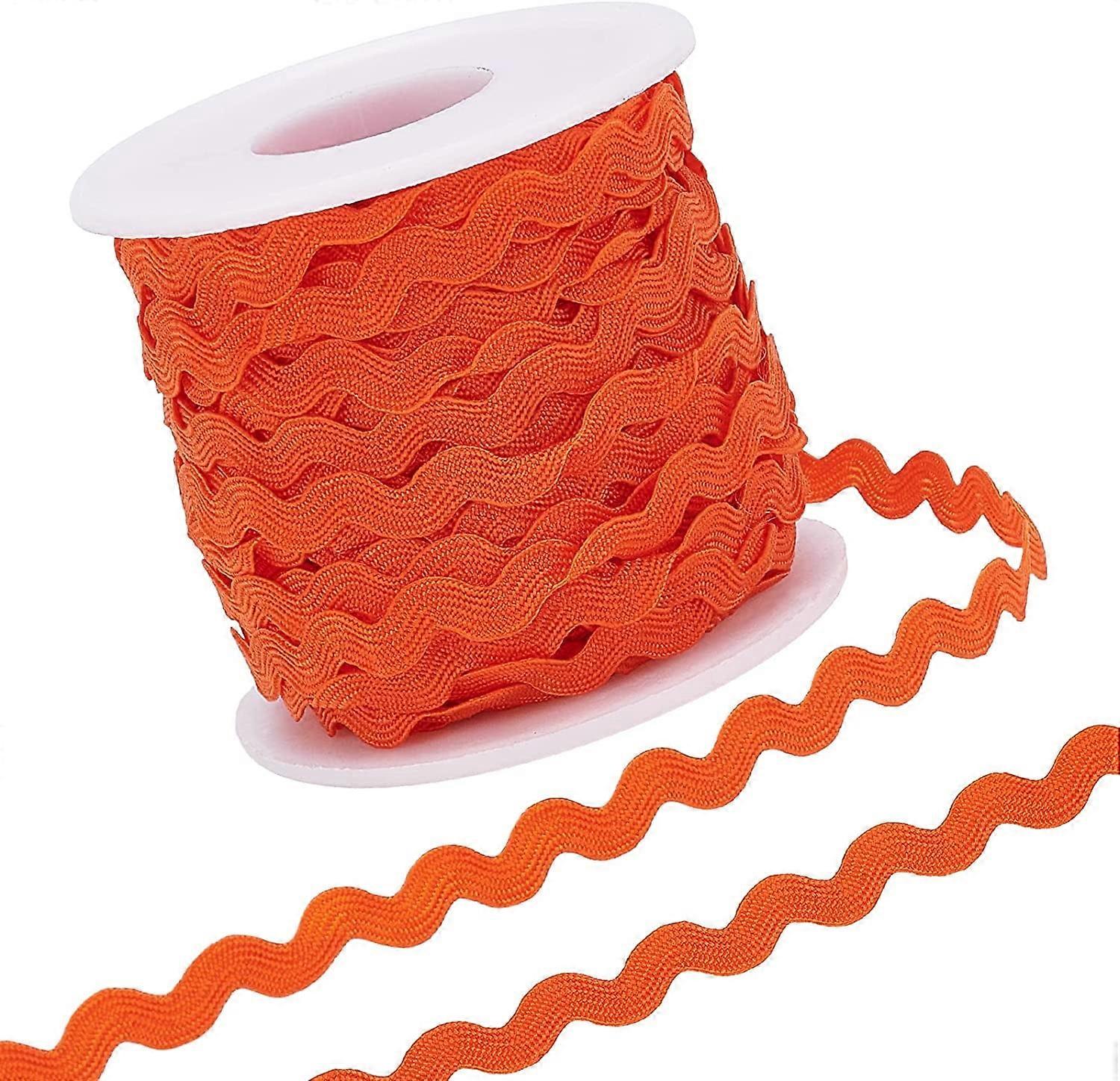 1 Roll 27yd/25m Orange Polyester Rick Rack Wave Bending Fringe Trim Braided Woven Fabric Ribbon for DIY Sewing