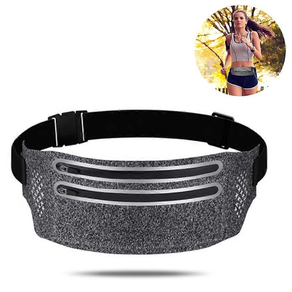 Slim Running Belt - Magväskor Midjefickor Väska med två dragkedjor
