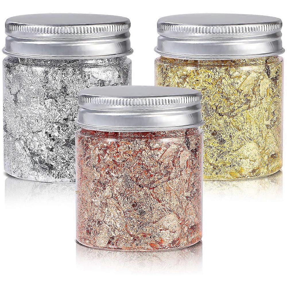 Gullfolieflak for harpiks,3 flasker metallfolieflak 15 gram, imitasjon gol