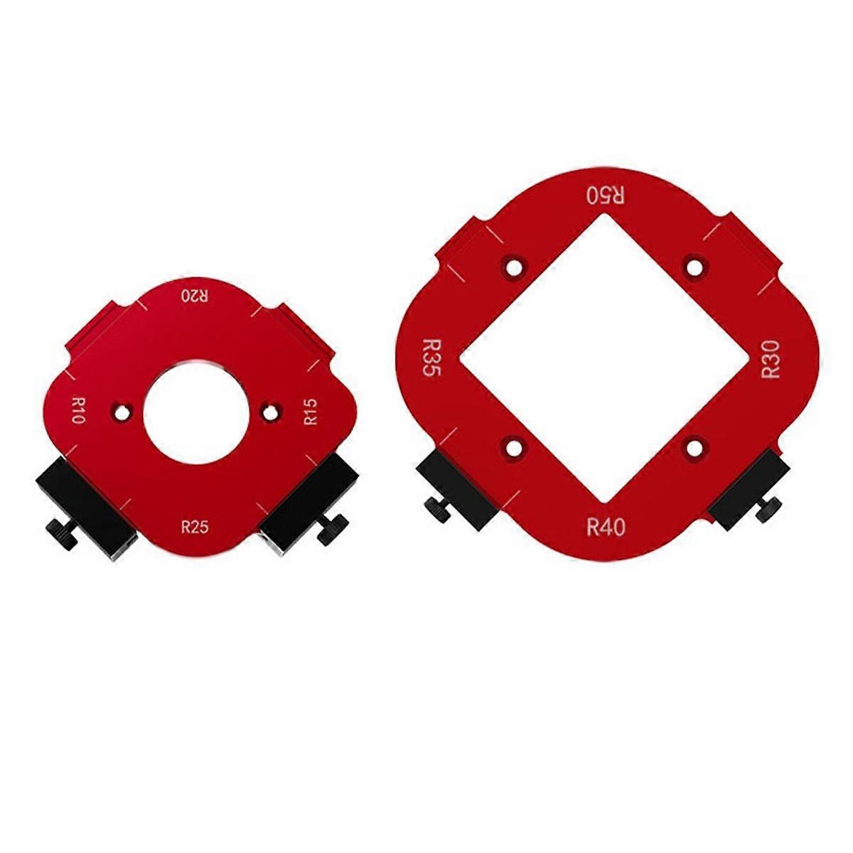 2PCS Holzbearbeitung Fräser Vorlagen R10-R50 Radius Jig 4-in-1 Bogenwinkel-Positionierungsschablone, Eckradius
