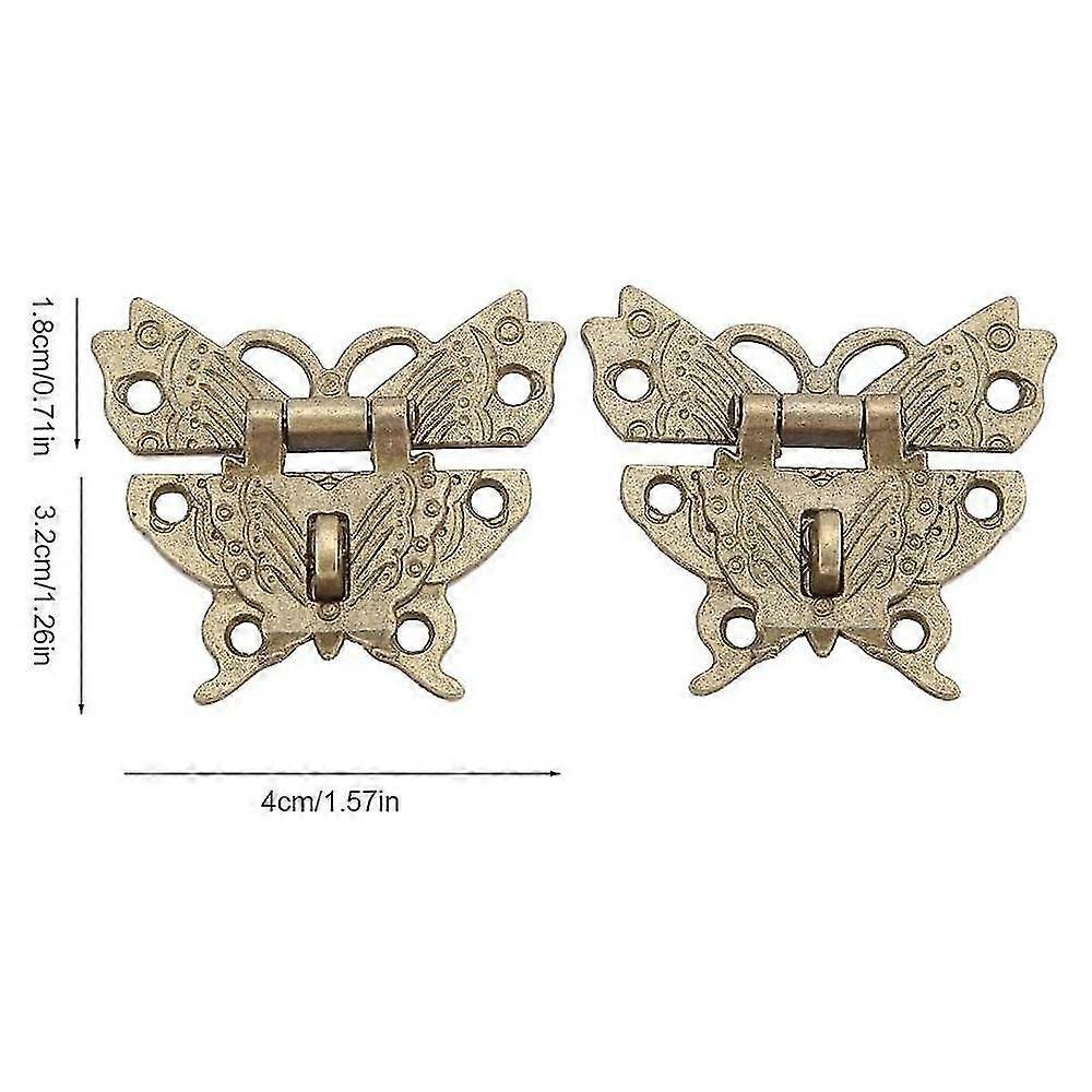 キャビネットジュエリーボックス用2pcsヴィンテージボックスクラスプレトロラッチバタフライシェイプ装飾ラッチ南京錠ロックラッチ