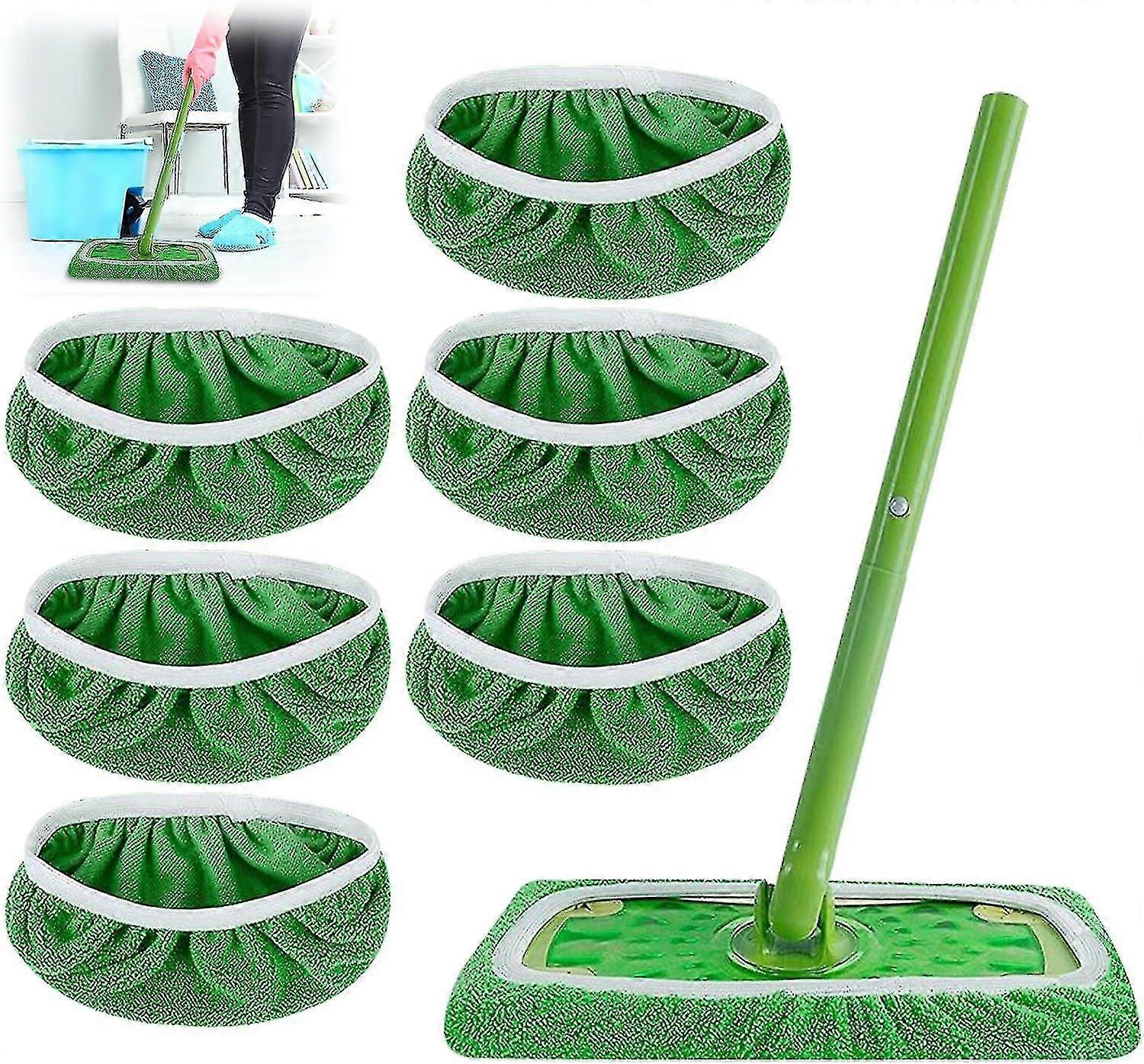 6pcs Reusable Microfiber Mop Pads For Swiffer Sweeper Mop, Dry Sweeping Cloths Wet Mopping Cloths For Mopping Floors