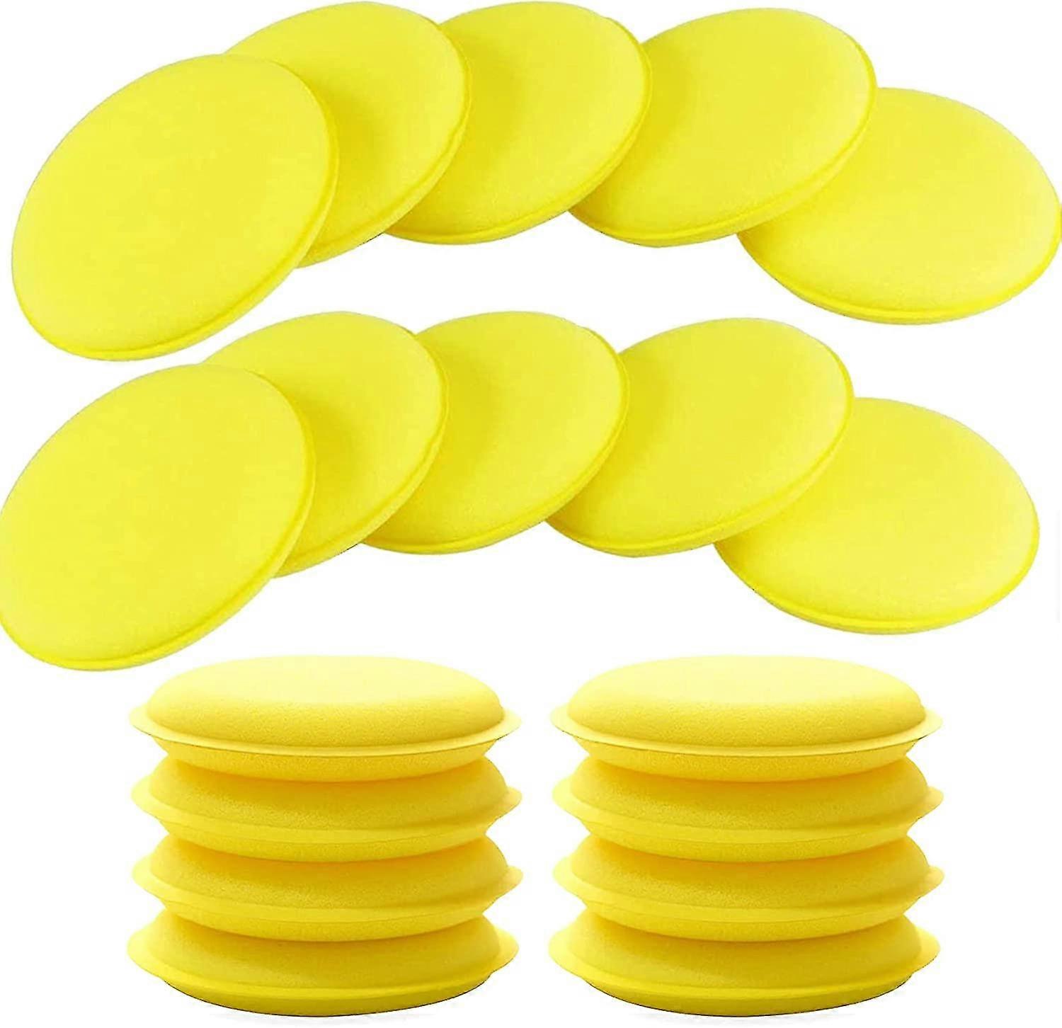 Car Wax Applicator Pads, Sponge Car Polishing Pad, Soft Foam Applicator Cleaning Pads For Cleaning Car Vehicle Window Glass, Yellow (18 Pcs)