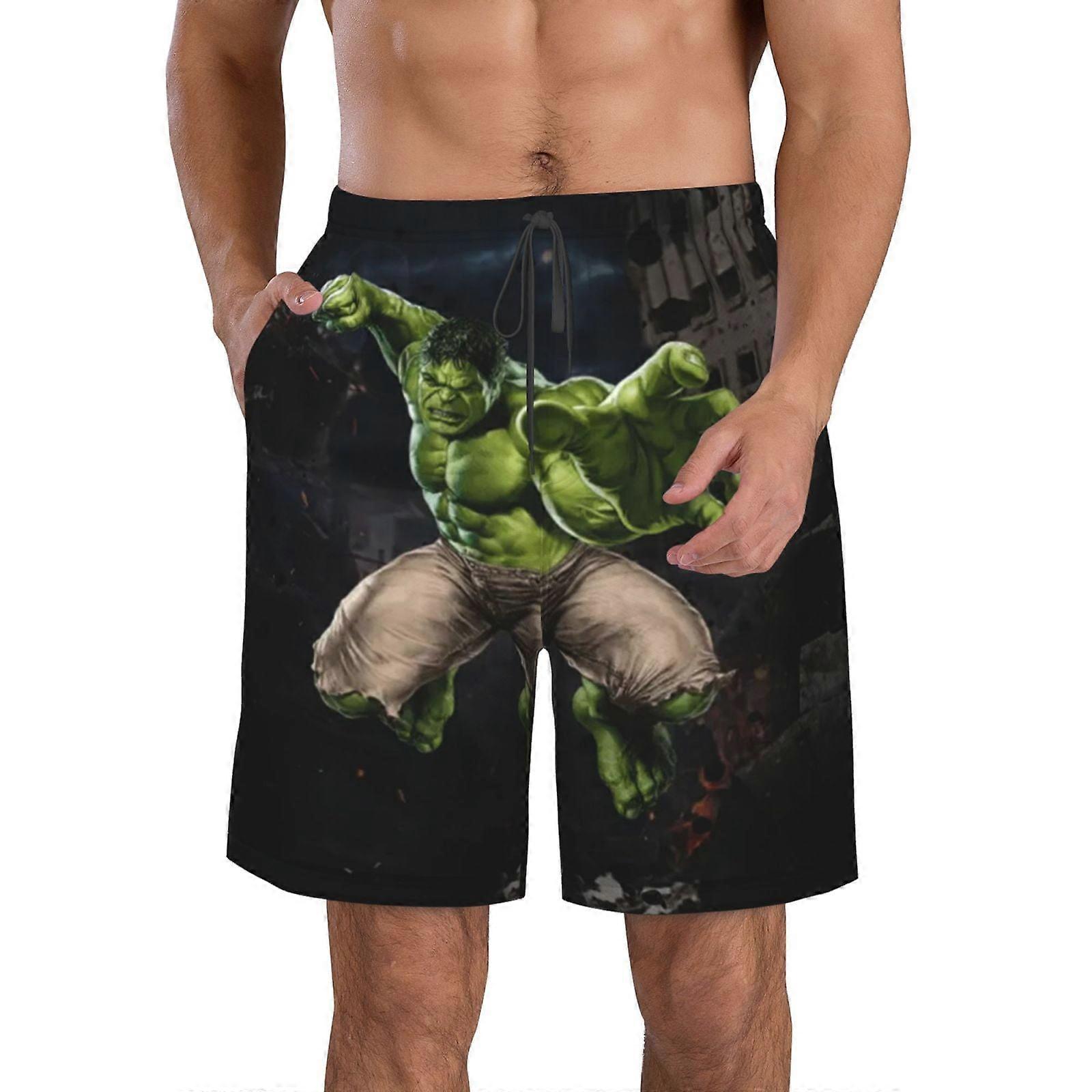 Erkek Rahat Yeşil Hulk Mayo Hızlı Kuru Baskılı Plaj Şortları Örgü Astarlı Yaz Boardshorts Shushushu364