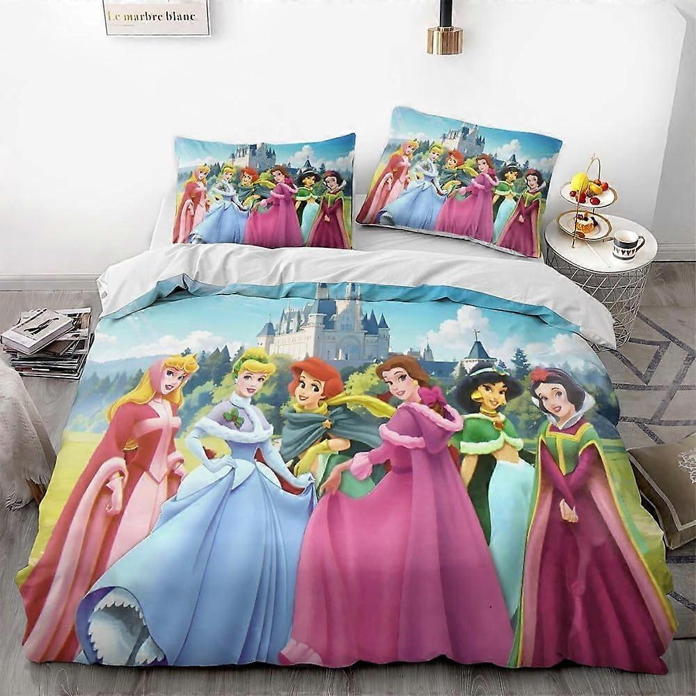 Lençóis g1709 Tema Princesa dos Desenhos Animados, Conjunto de Cama de Capa de Edredom de 3 Peças com 1 Capa de Edredom + 2 Fronhas (8, Twin 68x86in + 20x30in) tq1709 Cama She