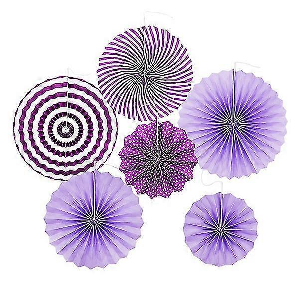 Paper Fans, Round Paper Fans Party Decorations, 6 Pcs Paper Fan Flowers Decorations.