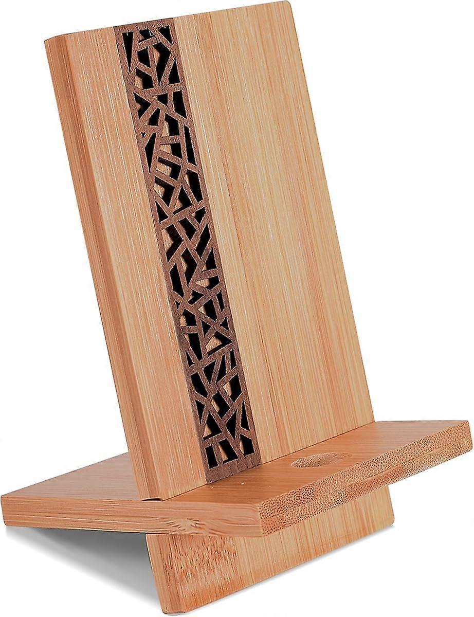 Mobile Stand Japanese Style Cellphone Holder Desktop Organizer Charging Station Compatible with All Smartphones Tablets Natural Bamboo Wood Portable A