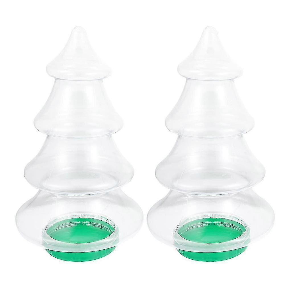 2pcs Christmas Tree Shaped Plastic Cookie Jars With Lids 1.55l