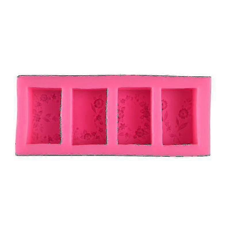 4 Cavities Rectangular Flower Vine Silicone Soap Molds