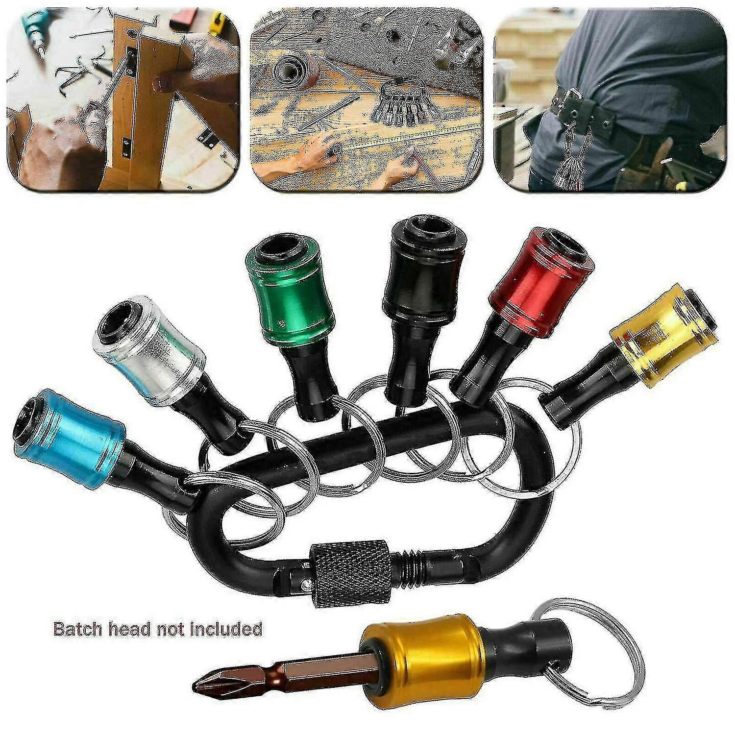 6pcs Hex Shank Screwdriver Bit Holder Extension Bar Tough Keychain Driver Keyring