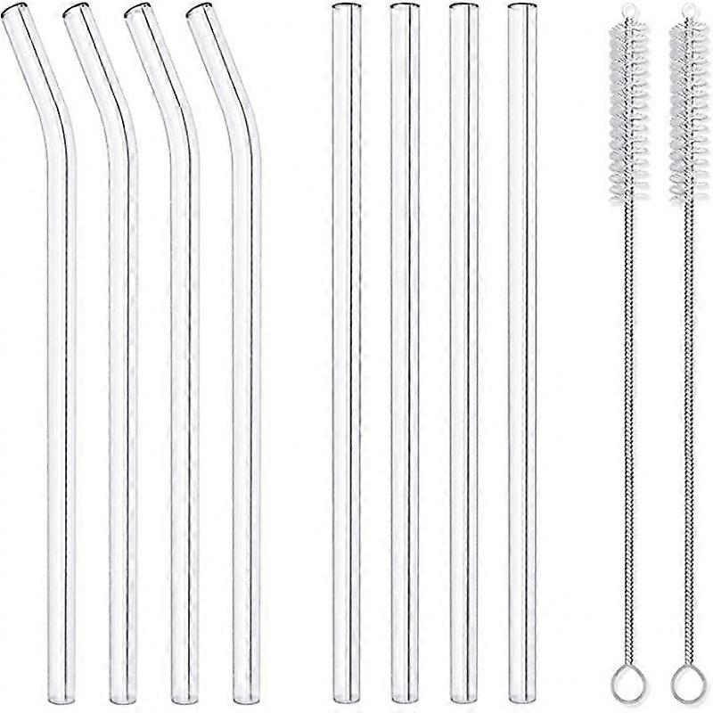 Pack of 10 Glass Straws Reusable Drinking Straws(Diameter 8 mm)