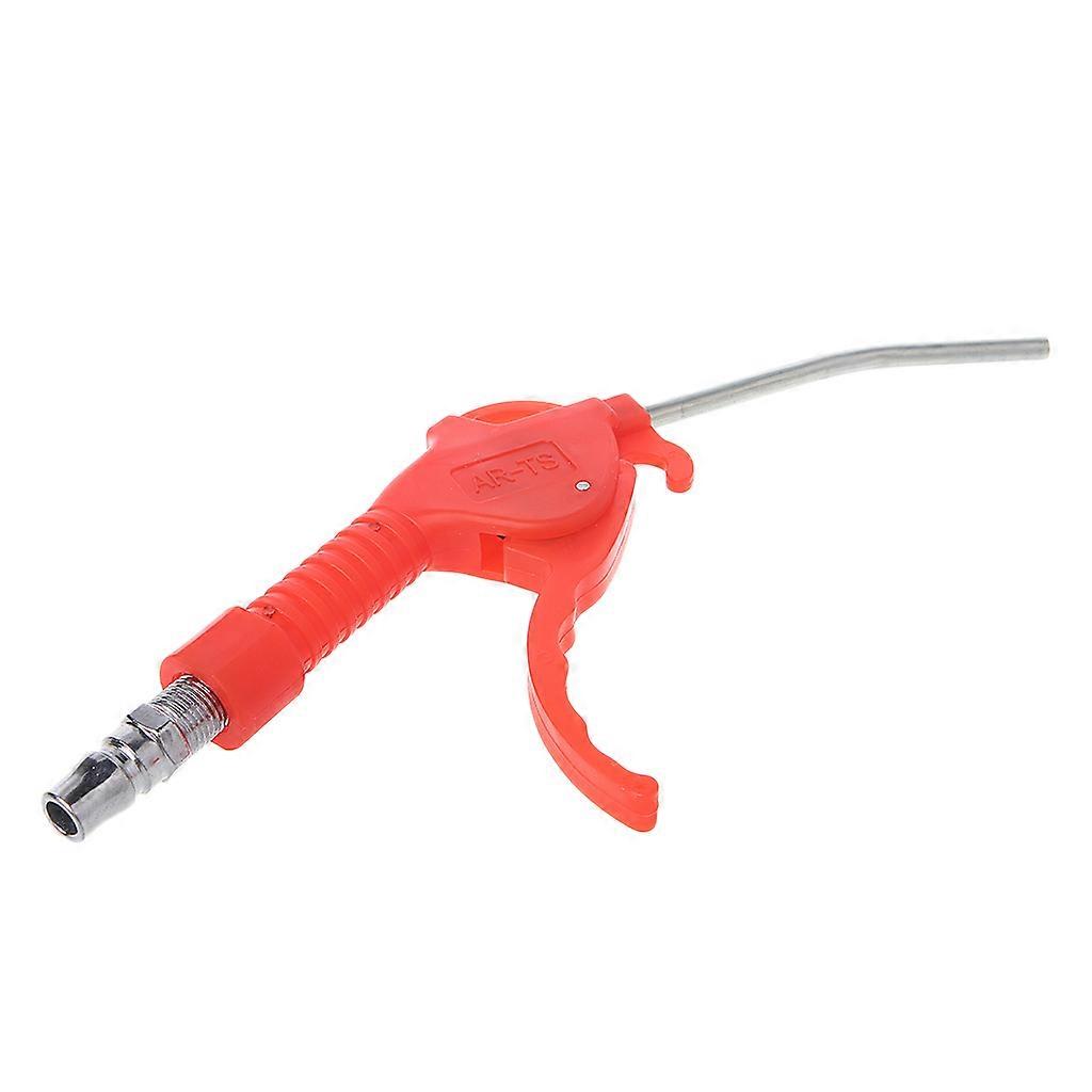 Spring Loaded Trigger Bent Tube Nozzle Red Air Blow Gun Dust Cleaner for w/ Adap