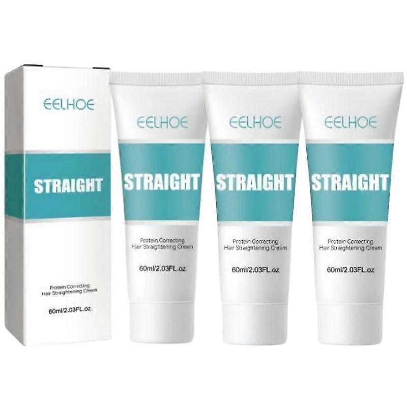 3Pcs קרם החלקת שיער חלבון, קרם החלקת שיער משי וגלוס 60 מ"ל