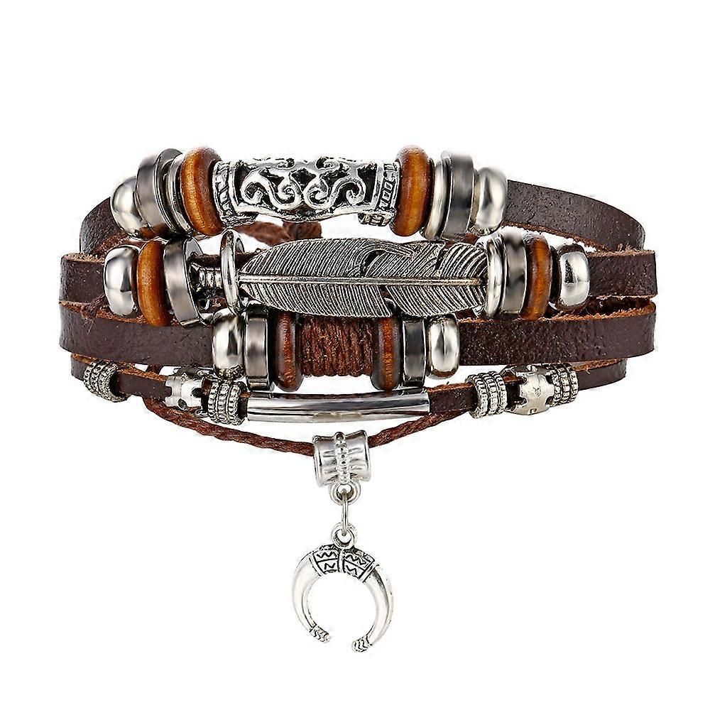Vintage men's bracelets, elegant multi-layer leather bracelets and bangles
